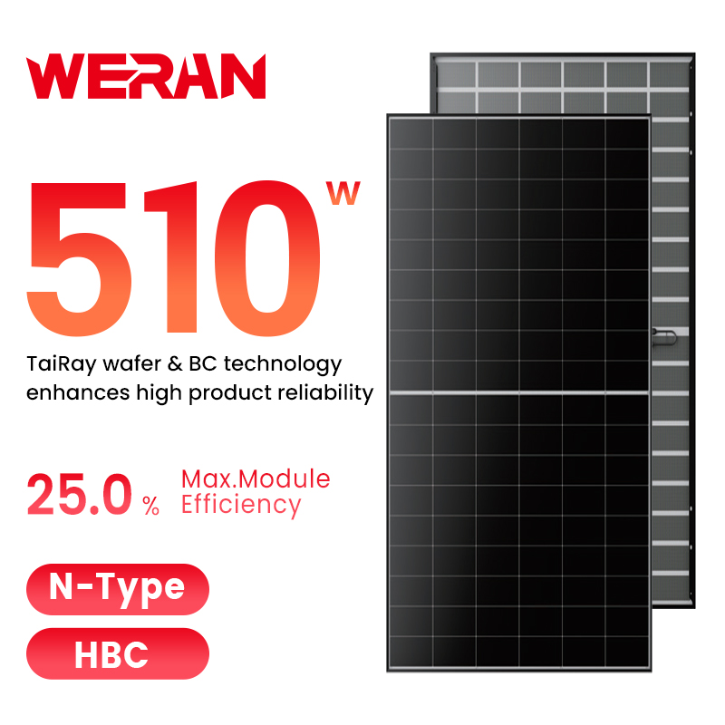 پنل خورشیدی تماسی پشت بام مسکونی WERAN 495-510W – ماژول PV پشت بام OEM دو شیشه ای برای توزیع کنندگان و نصب کنندگان